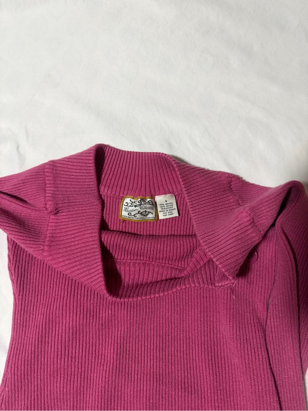 Fuchsia Ribbed Collared Knit Top - Picture 6 of 6